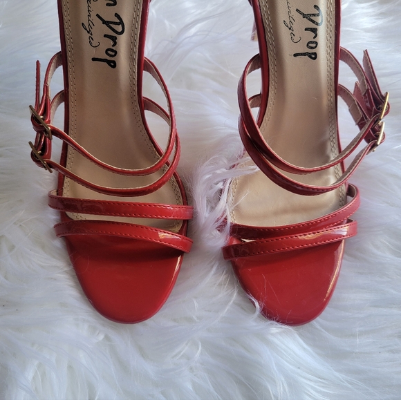 LEMON DROP BY PRIVILEGED Kumi Red Strappy Heels Size 7.5 - Picture 7 of 15